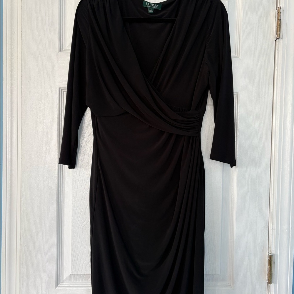 Classic Ralph Lauren 3/4 Sleeve Draped Wrap Dress
